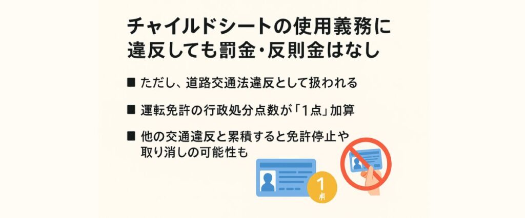 チャイルドシート抱っこ後部座席:違反した時の罰金